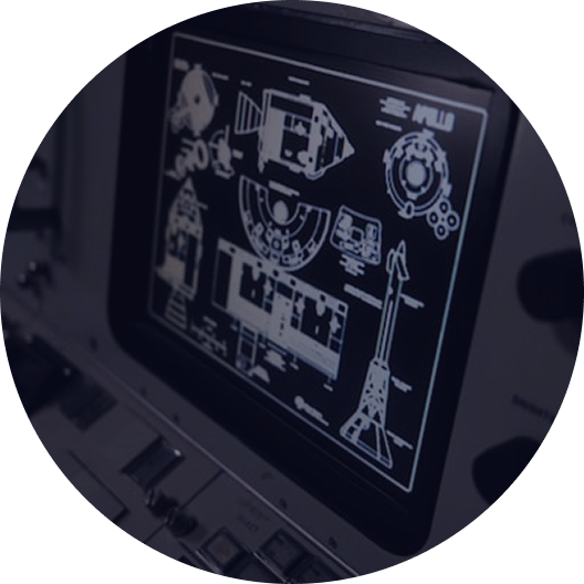 schematics of a space shuttle on a monitor